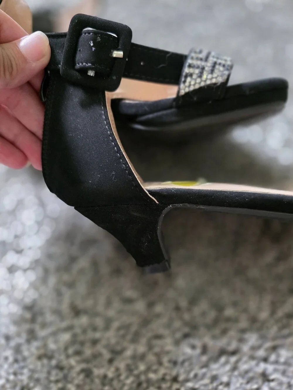 Link Girls Black Heels with Silver Crystals